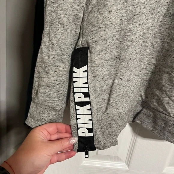 PINK grey pullover sz L - Picture 2 of 5